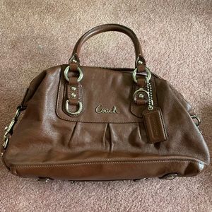 Brown leather coach purse